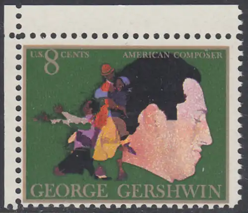 USA Michel 1093 / Scott 1484 postfrisch EINZELMARKE ECKRAND oben links - Amerikanische Künstler: George Gershwin