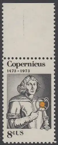 USA Michel 1095 / Scott 1488 postfrisch EINZELMARKE RAND oben - Nikolaus Kopernikus (1473-1543), deutscher Astronom