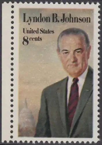 USA Michel 1118 / Scott 1503 postfrisch EINZELMARKE RAND links (a1) - Tod von Lyndon Baines Johnson; 36. Präsident