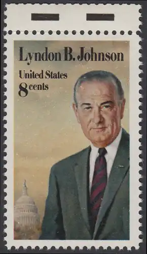 USA Michel 1118 / Scott 1503 postfrisch EINZELMARKE RAND oben (a2) - Tod von Lyndon Baines Johnson; 36. Präsident