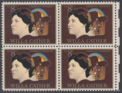USA Michel 1120 / Scott 1487 postfrisch BLOCK RÄNDER rechts - Amerikanische Künstler: Willa Sibert Cather, Romanschriftstellerin
