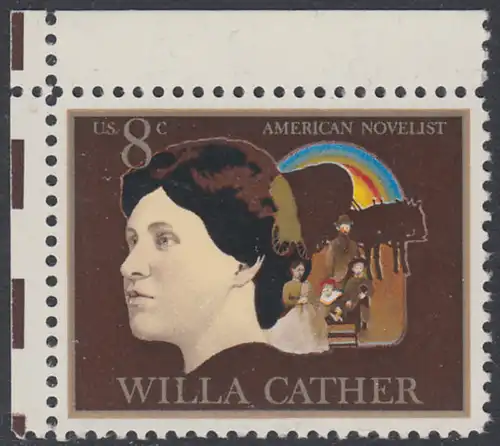 USA Michel 1120 / Scott 1487 postfrisch EINZELMARKE ECKRAND oben links - Amerikanische Künstler: Willa Sibert Cather, Romanschriftstellerin