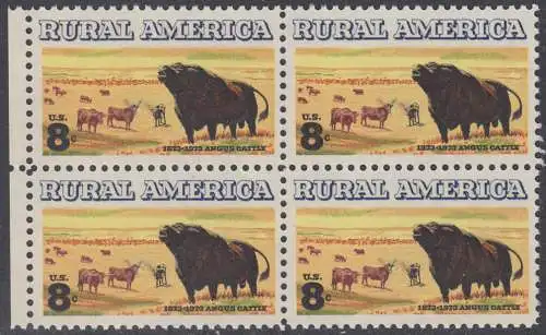 USA Michel 1122 / Scott 1504 postfrisch BLOCK RÄNDER links  (a1) - Ländliches Amerika: Schottisches Angus- und Langhornvieh