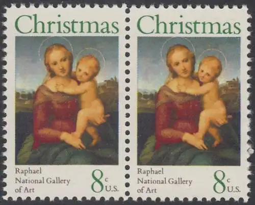 USA Michel 1123 / Scott 1507 postfrisch horiz.PAAR (a1) - Weihnachten; Kleine Cowper-Madonna