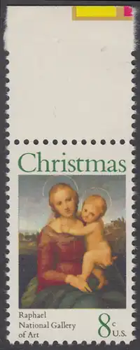 USA Michel 1123 / Scott 1507 postfrisch EINZELMARKE RAND oben - Weihnachten; Kleine Cowper-Madonna