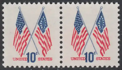 USA Michel 1126 / Scott 1509 postfrisch horiz.PAAR - US-Flaggen mit 50 und 13 Sternen