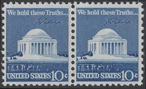 USA Michel 1127 / Scott 1510 postfrisch horiz.PAAR - Jefferson-Denkmal, Washington, DC