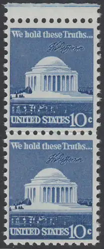 USA Michel 1127 / Scott 1510 postfrisch vert.PAAR RAND oben - Jefferson-Denkmal, Washington, DC