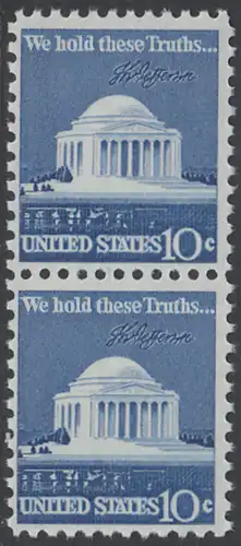 USA Michel 1127 / Scott 1510 postfrisch vert.PAAR - Jefferson-Denkmal, Washington, DC
