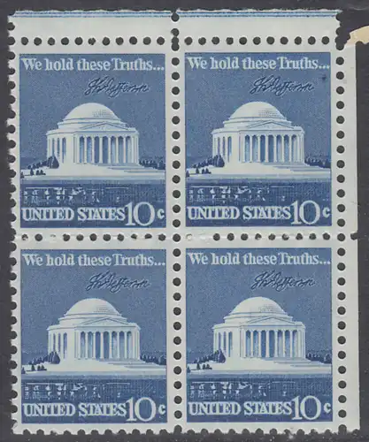 USA Michel 1127 / Scott 1510 postfrisch BLOCK ECKRAND oben rechts - Jefferson-Denkmal, Washington, DC