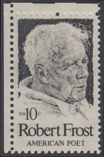 USA Michel 1133 / Scott 1526 postfrisch EINZELMARKE ECKRAND oben links - Robert Lee Frost (1874-1963), Lyriker 
