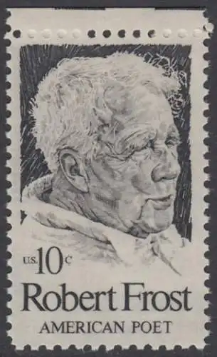 USA Michel 1133 / Scott 1526 postfrisch EINZELMARKE RAND oben (a1) - Robert Lee Frost (1874-1963), Lyriker 