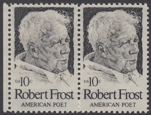 USA Michel 1133 / Scott 1526 postfrisch horiz.PAAR RAND links - Robert Lee Frost (1874-1963), Lyriker 