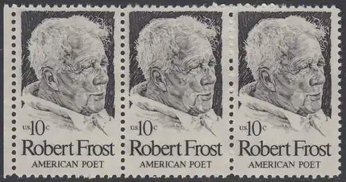 USA Michel 1133 / Scott 1526 postfrisch horiz.STRP(3) RAND links - Robert Lee Frost (1874-1963), Lyriker 