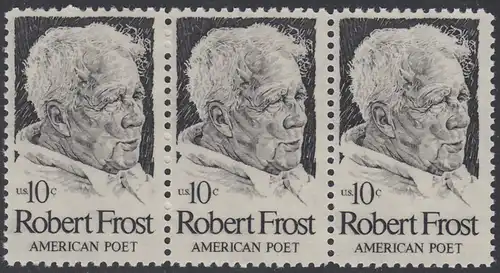 USA Michel 1133 / Scott 1526 postfrisch horiz.STRP(3) - Robert Lee Frost (1874-1963), Lyriker 