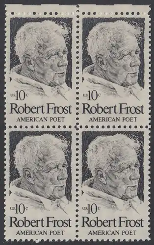 USA Michel 1133 / Scott 1526 postfrisch BLOCK RÄNDER oben - Robert Lee Frost (1874-1963), Lyriker 