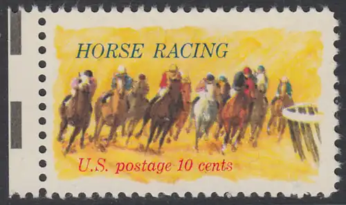 USA Michel 1135 / Scott 1528 postfrisch EINZELMARKE RAND links - Pferderennen „Kentucky Derby“; Derby-Reiter 