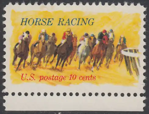 USA Michel 1135 / Scott 1528 postfrisch EINZELMARKE RAND unten - Pferderennen „Kentucky Derby“; Derby-Reiter 