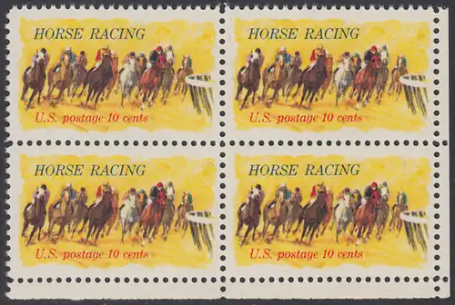 USA Michel 1135 / Scott 1528 postfrisch BLOCK ECKRAND unten rechts - Pferderennen „Kentucky Derby“; Derby-Reiter 
