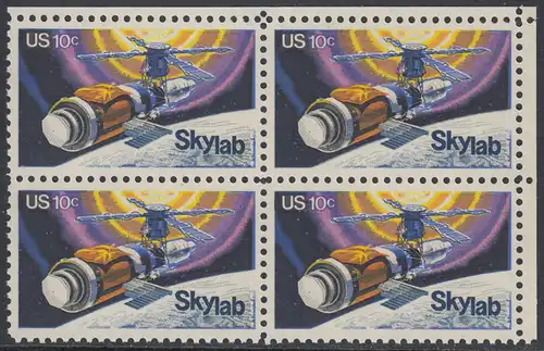 USA Michel 1136 / Scott 1529 postfrisch BLOCK ECKRAND oben rechts - Raumfahrtunternehmen Skylab