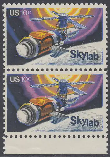 USA Michel 1136 / Scott 1529 postfrisch vert.PAAR RAND unten - Raumfahrtunternehmen Skylab
