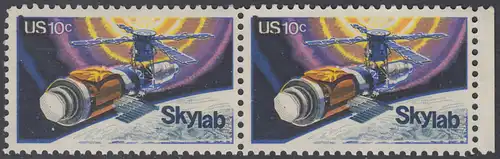 USA Michel 1136 / Scott 1529 postfrisch horiz.PAAR RAND rechts - Raumfahrtunternehmen Skylab