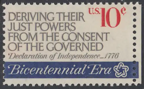 USA Michel 1152 / Scott 1545 postfrisch EINZELMARKE RAND rechts - 200 Jahre Unabhängigkeit der Vereinigten Staaten von Amerika (1976): Erster Kontinentalkongress
