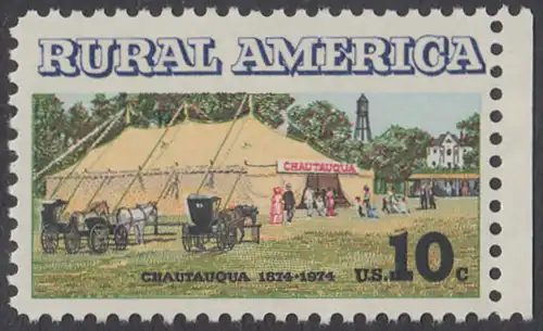 USA Michel 1154 / Scott 1505 postfrisch EINZELMARKE RAND rechts (a1) - Ländliches Amerika: Versammlungszelt der Chautauqua-Organisation (religiöse Ferienschule)