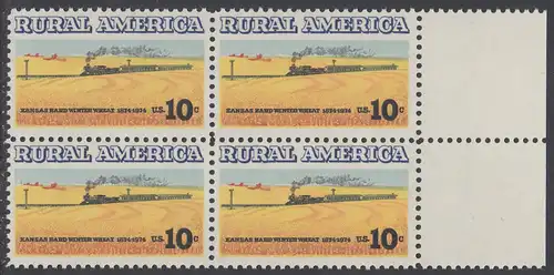 USA Michel 1155 / Scott 1506 postfrisch BLOCK RÄNDER rechts - Ländliches Amerika: Zug zwischen Weizenfeldern 