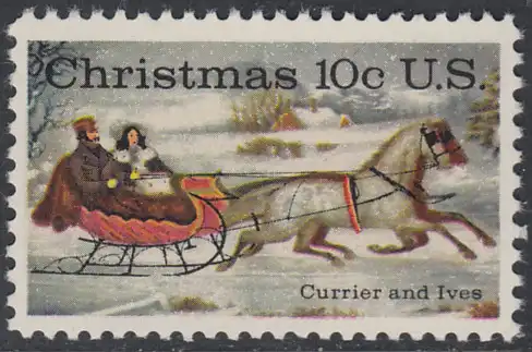 USA Michel 1161 / Scott 1551 postfrisch EINZELMARKE - Weihnachten; Schlittenfahrt; Zeichnung von Otto Knirsch