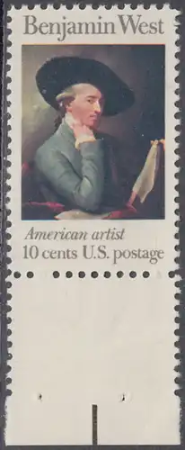 USA Michel 1163 / Scott 1553 postfrisch EINZELMARKE RAND unten - Amerikanische Künstler: Benjamin West, Maler