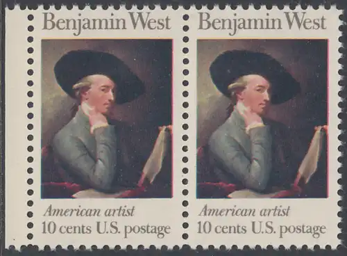 USA Michel 1163 / Scott 1553 postfrisch horiz.PAAR RAND links - Amerikanische Künstler: Benjamin West, Maler