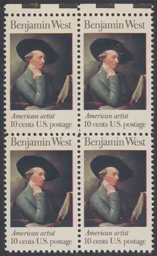 USA Michel 1163 / Scott 1553 postfrisch BLOCK RÄNDER oben - Amerikanische Künstler: Benjamin West, Maler