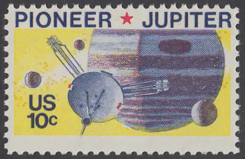 USA Michel 1164 / Scott 1556 postfrisch EINZELMARKE - Pioneer-Programm zur Erforschung des Planeten Jupiter; Raumsonde Pioneer, Planet Jupiter mit Monden