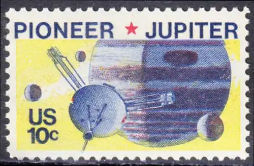 USA Michel 1164 / Scott 1556 postfrisch EINZELMARKE (a1) - Pioneer-Programm zur Erforschung des Planeten Jupiter; Raumsonde Pioneer, Planet Jupiter mit Monden