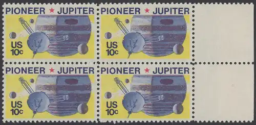 USA Michel 1164 / Scott 1556 postfrisch BLOCK RÄNDER rechts - Pioneer-Programm zur Erforschung des Planeten Jupiter; Raumsonde Pioneer, Planet Jupiter mit Monden