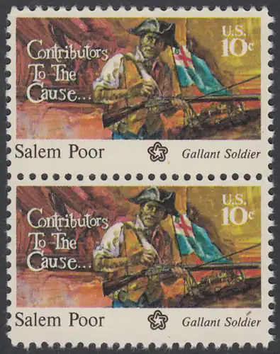 USA Michel 1167 / Scott 1560 postfrisch vert.PAAR - 200 Jahre Unabhängigkeit der Vereinigten Staaten von Amerika (1976): Salem Poor (1747-1802) 