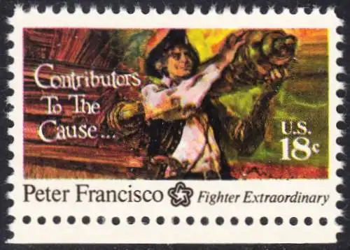USA Michel 1169 / Scott 1562 postfrisch EINZELMARKE RAND unten (a1) - 200 Jahre Unabhängigkeit der Vereinigten Staaten von Amerika (1976): Peter Francisco (1760-1831)