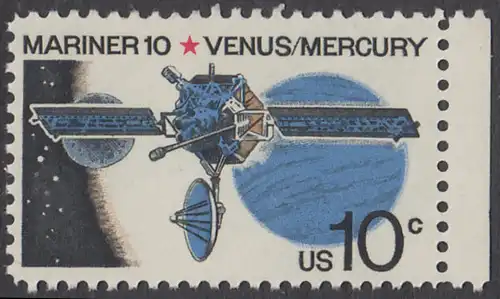 USA Michel 1170 / Scott 1557 postfrisch EINZELMARKE RAND rechts (a1) - Mariner-10-Programm zur Erforschung der Planeten Venus und Merkur