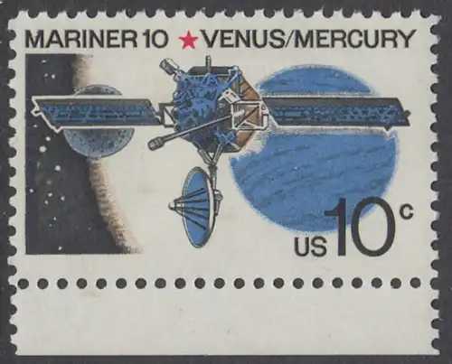 USA Michel 1170 / Scott 1557 postfrisch EINZELMARKE RAND unten - Mariner-10-Programm zur Erforschung der Planeten Venus und Merkur