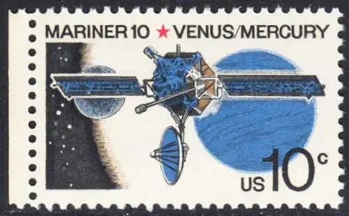 USA Michel 1170 / Scott 1557 postfrisch EINZELMARKE RAND links (a1) - Mariner-10-Programm zur Erforschung der Planeten Venus und Merkur