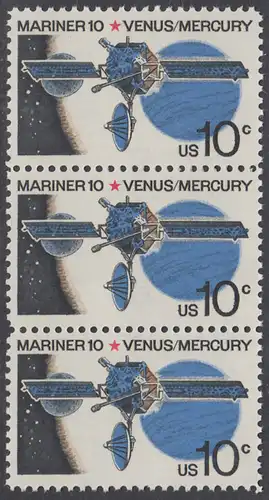 USA Michel 1170 / Scott 1557 postfrisch vert.STRIP(3) - Mariner-10-Programm zur Erforschung der Planeten Venus und Merkur