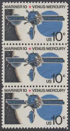 USA Michel 1170 / Scott 1557 postfrisch vert.STRIP(3) - Mariner-10-Programm zur Erforschung der Planeten Venus und Merkur