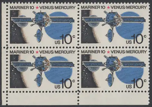 USA Michel 1170 / Scott 1557 postfrisch BLOCK ECKRAND unten links - Mariner-10-Programm zur Erforschung der Planeten Venus und Merkur