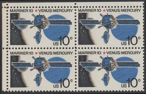 USA Michel 1170 / Scott 1557 postfrisch BLOCK ECKRAND oben links - Mariner-10-Programm zur Erforschung der Planeten Venus und Merkur