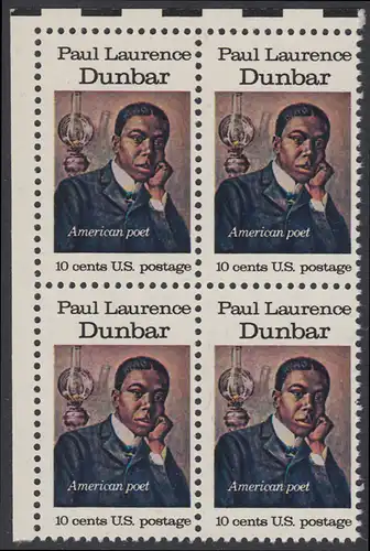 USA Michel 1172 / Scott 1554 postfrisch BLOCK ECKRAND oben links - Amerikanische Künstler: Paul Laurence Dunbar, Dichter