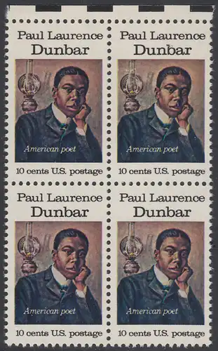 USA Michel 1172 / Scott 1554 postfrisch BLOCK RÄNDER oben - Amerikanische Künstler: Paul Laurence Dunbar, Dichter