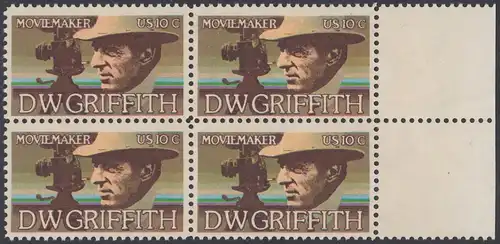 USA Michel 1173 / Scott 1555 postfrisch BLOCK RÄNDER rechts - Amerikanische Künstler: David Wark Griffith, Filmregisseur und -produzent