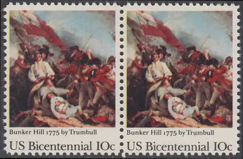 USA Michel 1174 / Scott 1564 postfrisch horiz.PAAR - 200 Jahre Unabhängigkeit der Vereinigten Staaten von Amerika (1976): 200. Jahrestag der Schlacht von Bunker Hill
