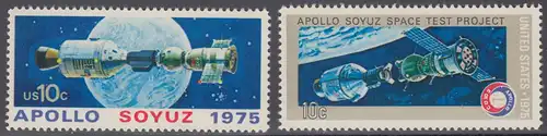 USA Michel 1179-1180 / Scott 1569-1570 postfrisch SATZ(2) EINZELMARKEN - Amerikanisch-sowjetisches Raumfahrt-Unternehmen Apollo-Sojus
